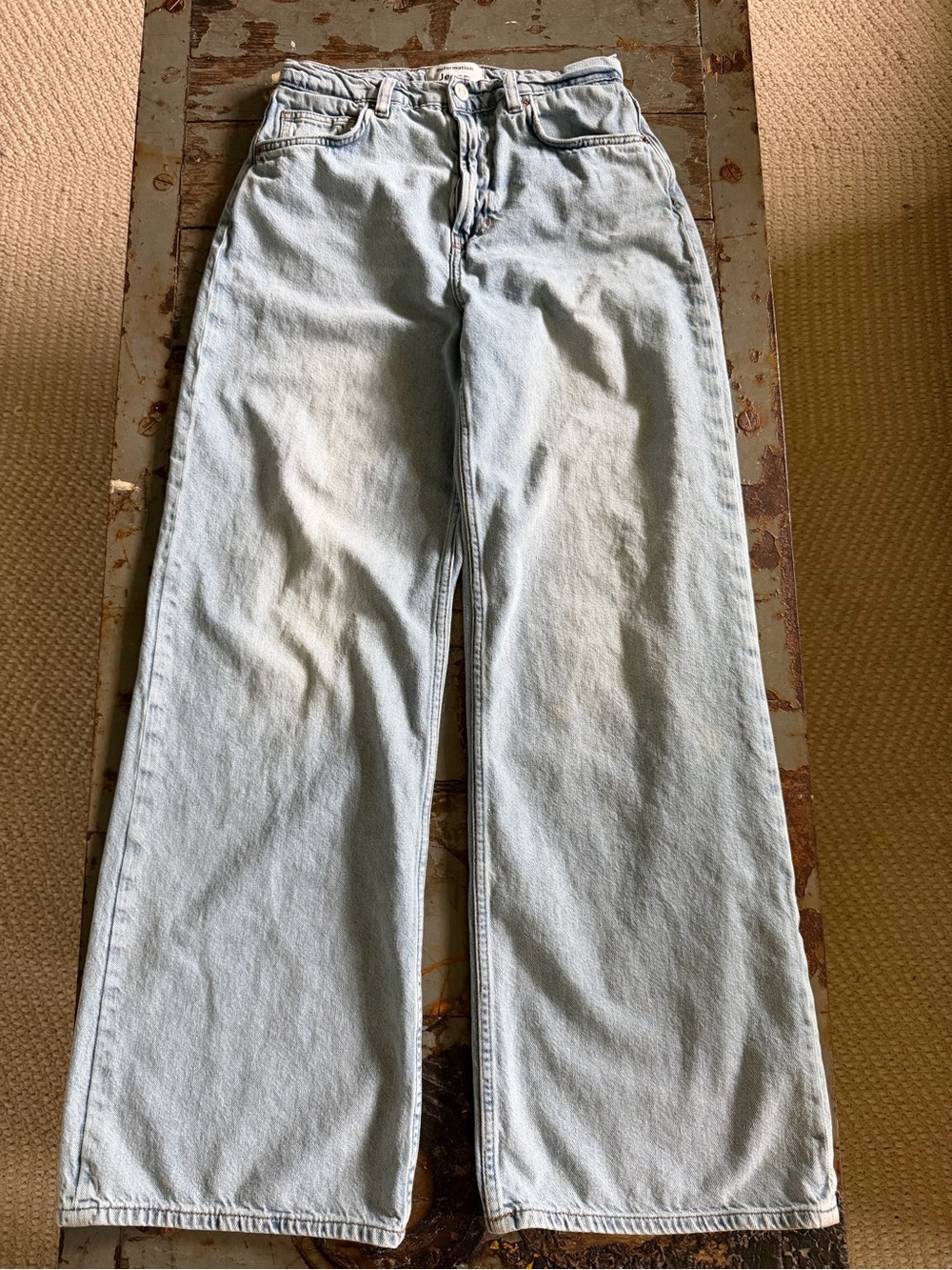 Reformation Cary High Rise Slouchy Wide Leg Light Blue Jeans